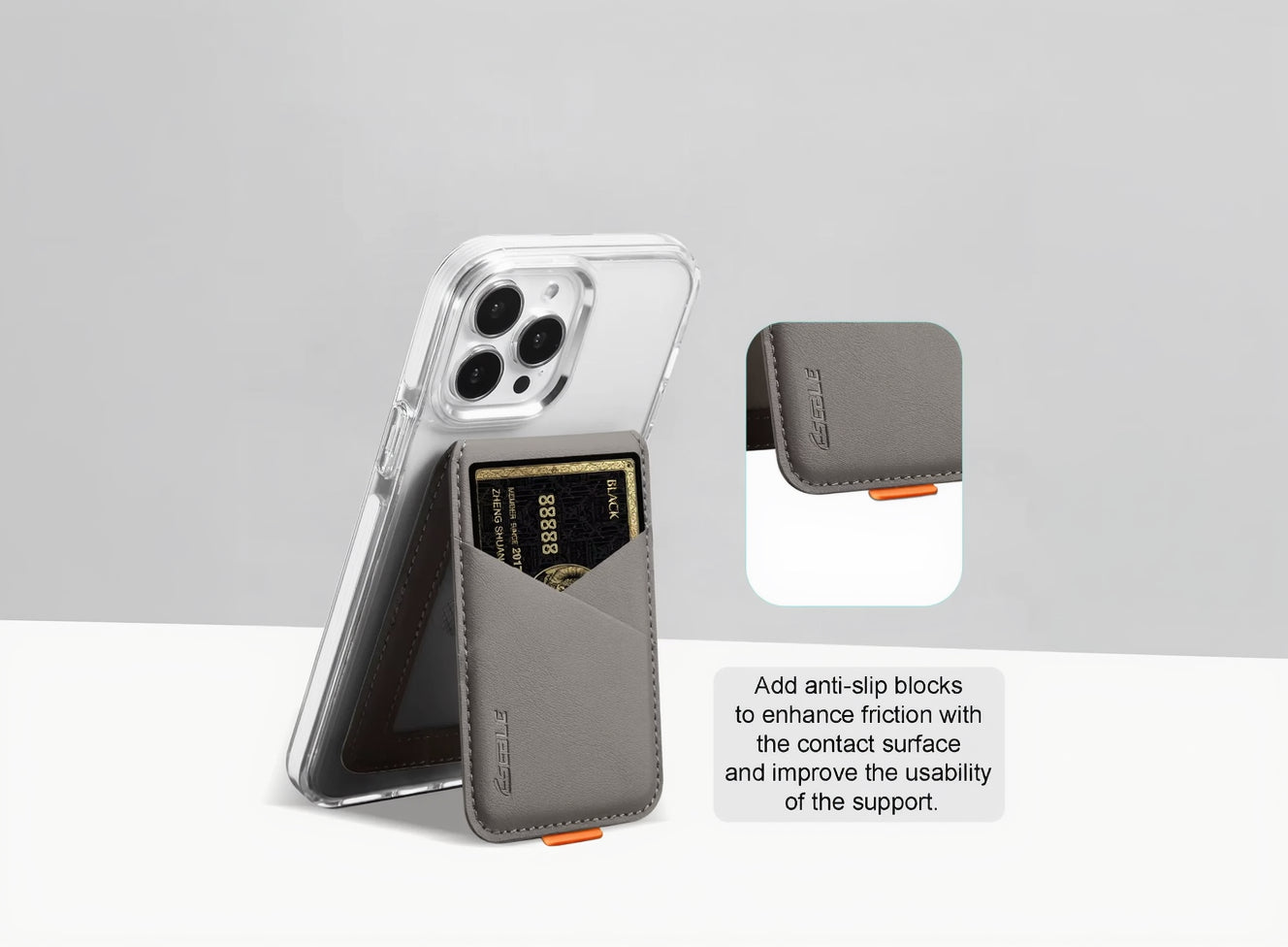 Luxury Leather Cellphone Magsafe Magnetic Card Holder for Iphone 14 13 15 16 17 Pro Max 16Plus RFID Anti-Skimming Bank ID Card