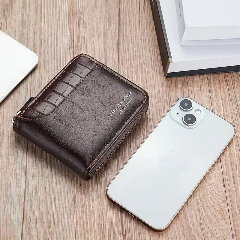 Leather RFID Zipper Wallet for Men & Women