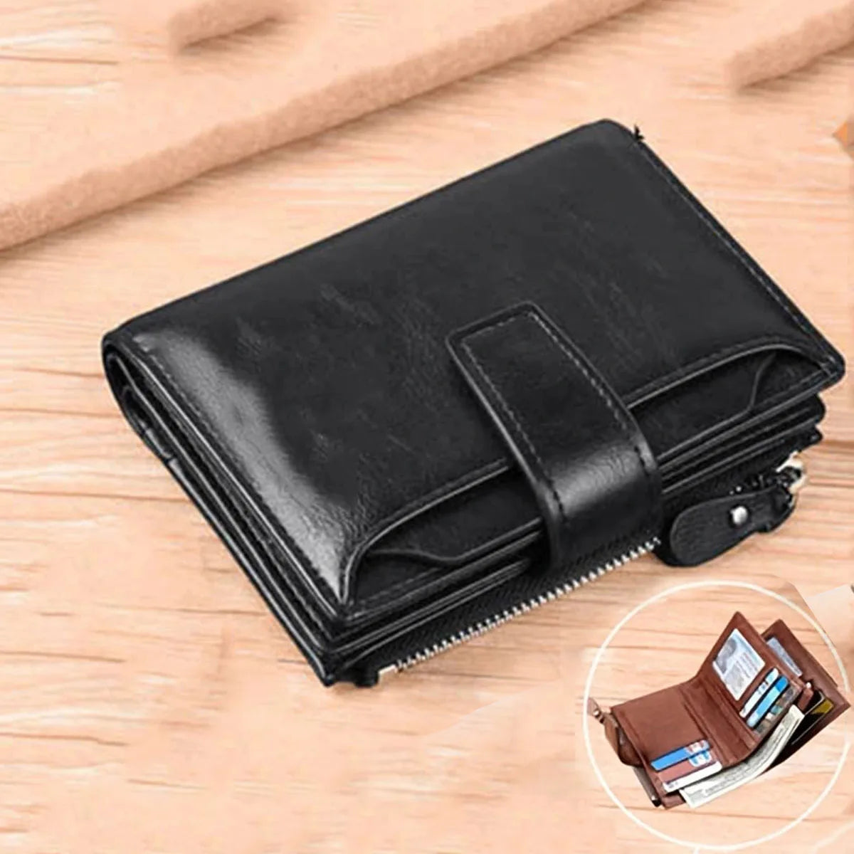 Modern Men’s RFID Zipper Wallet – Slim Coin Purse, Card Holder & Cash Wallet
