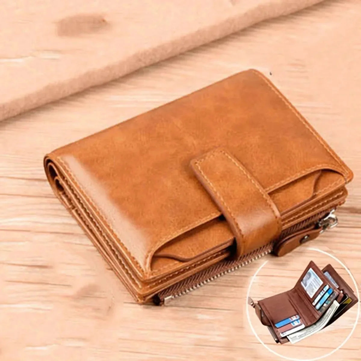 Modern Men’s RFID Zipper Wallet – Slim Coin Purse, Card Holder & Cash Wallet