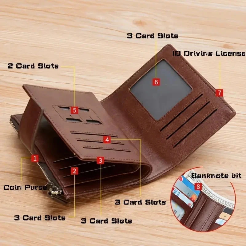 Modern Men’s RFID Zipper Wallet – Slim Coin Purse, Card Holder & Cash Wallet