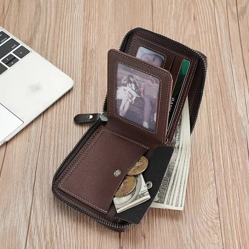 Leather RFID Zipper Wallet for Men & Women